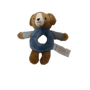 New Carter's Blue Dog Puppy Baby Hand Rattle, Infant Newborn Plush Toy